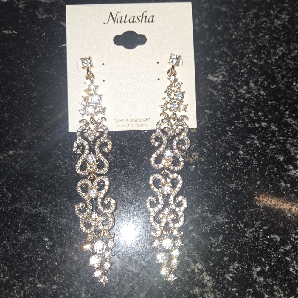 Natasha Couture Gold and Silver Dangle Earrings - Picture 5 of 5